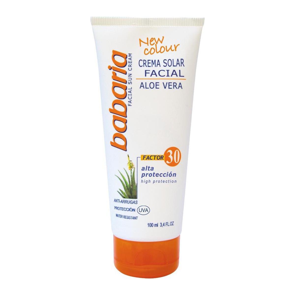 Babaria-fragrances Solar Facial Cream Aloe Vera Factor 30 Anti Wrinkle High Protection 100ml 