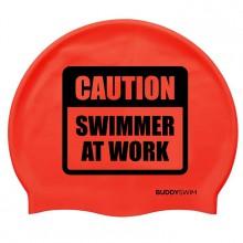 Buddyswim Caution Swimmer At Work Silicone Schwimmkappe